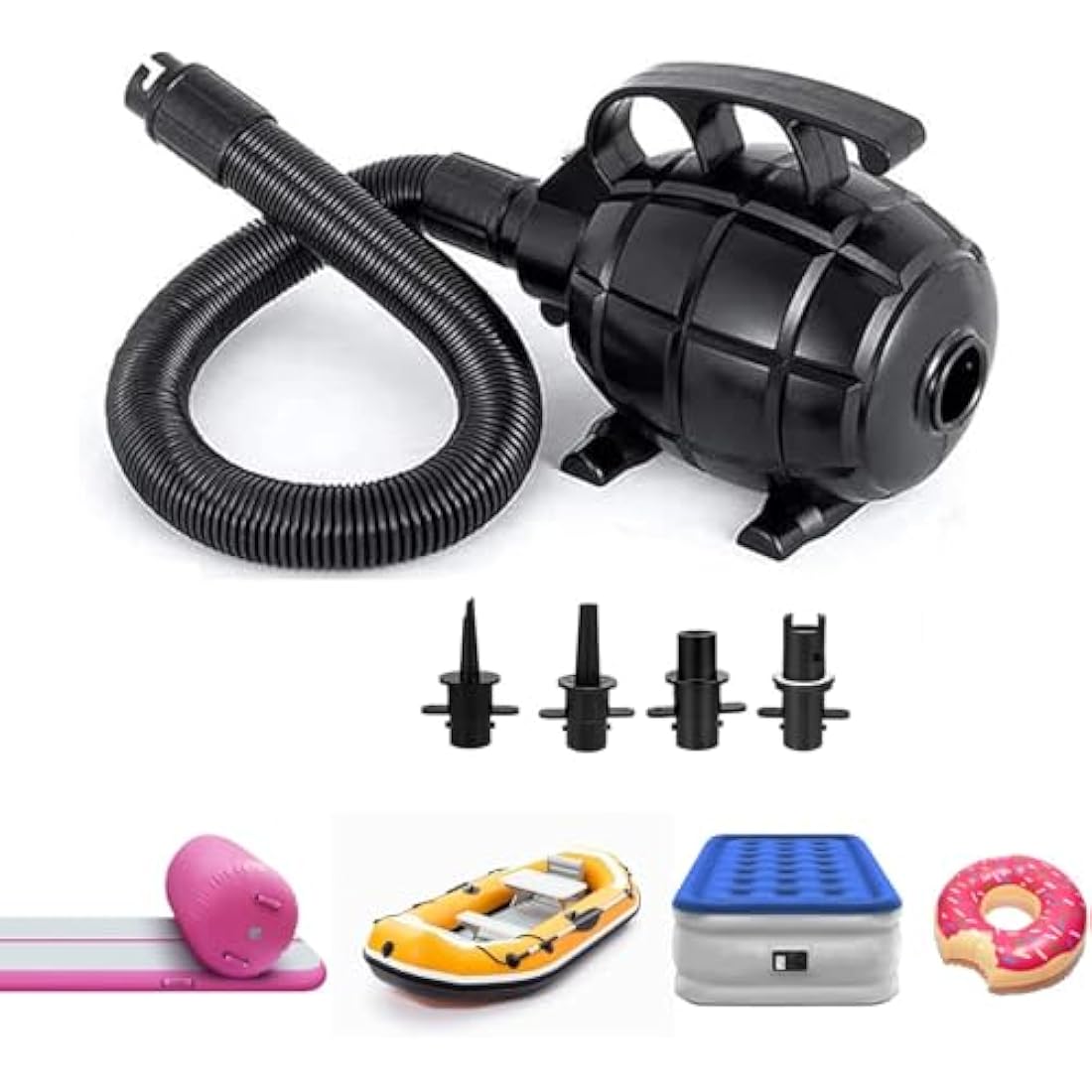 PPXIA Electric Air Pump – 500W Portable Quick-Fill Inflator with 4 Nozzles