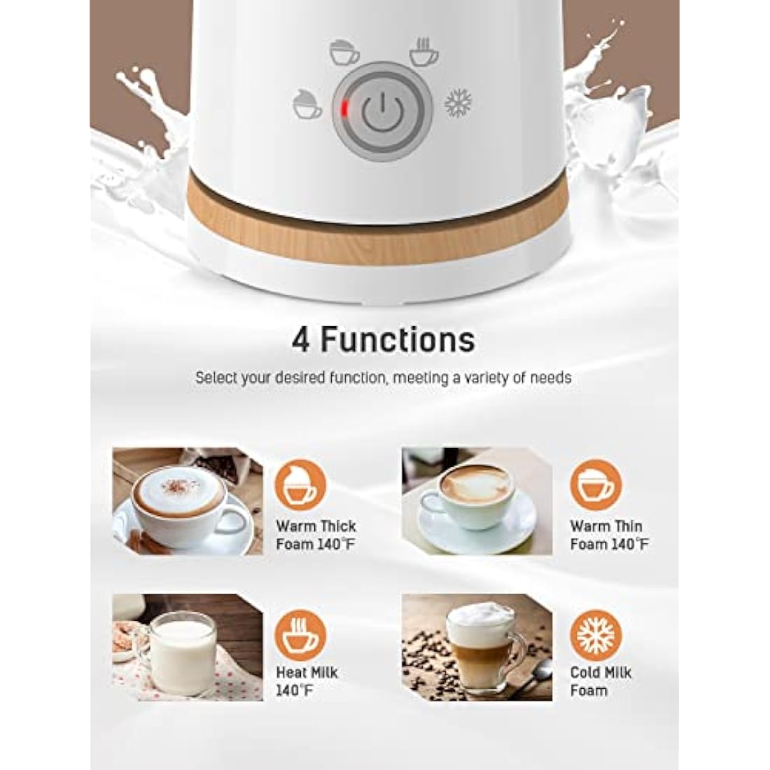 YISSVIC Electric Milk Frother | 4-in-1 Automatic Steamer and Foam Maker