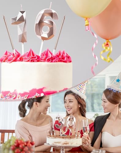 Jolof Store Rose Gold 13th Birthday Candles – Number 13 Cake Topper Set