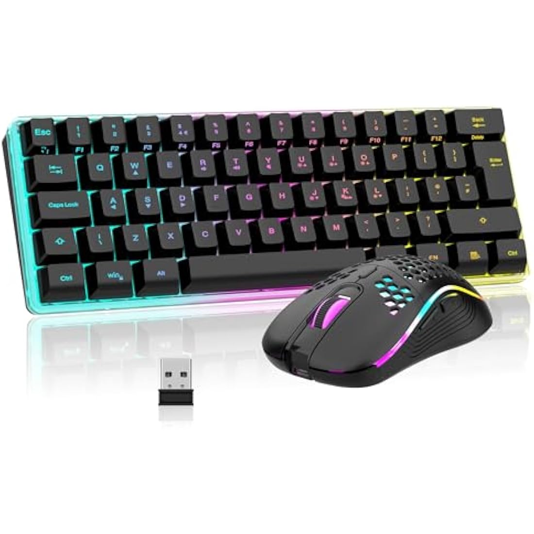 RedThunder K62 Wireless 60% RGB Gaming Keyboard and Mouse Combo – UK Layout