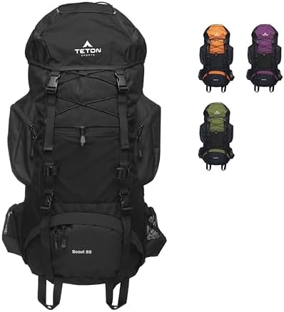 TETON Sports Internal Frame Hiking Backpack – 55L Onyx Unisex Gear