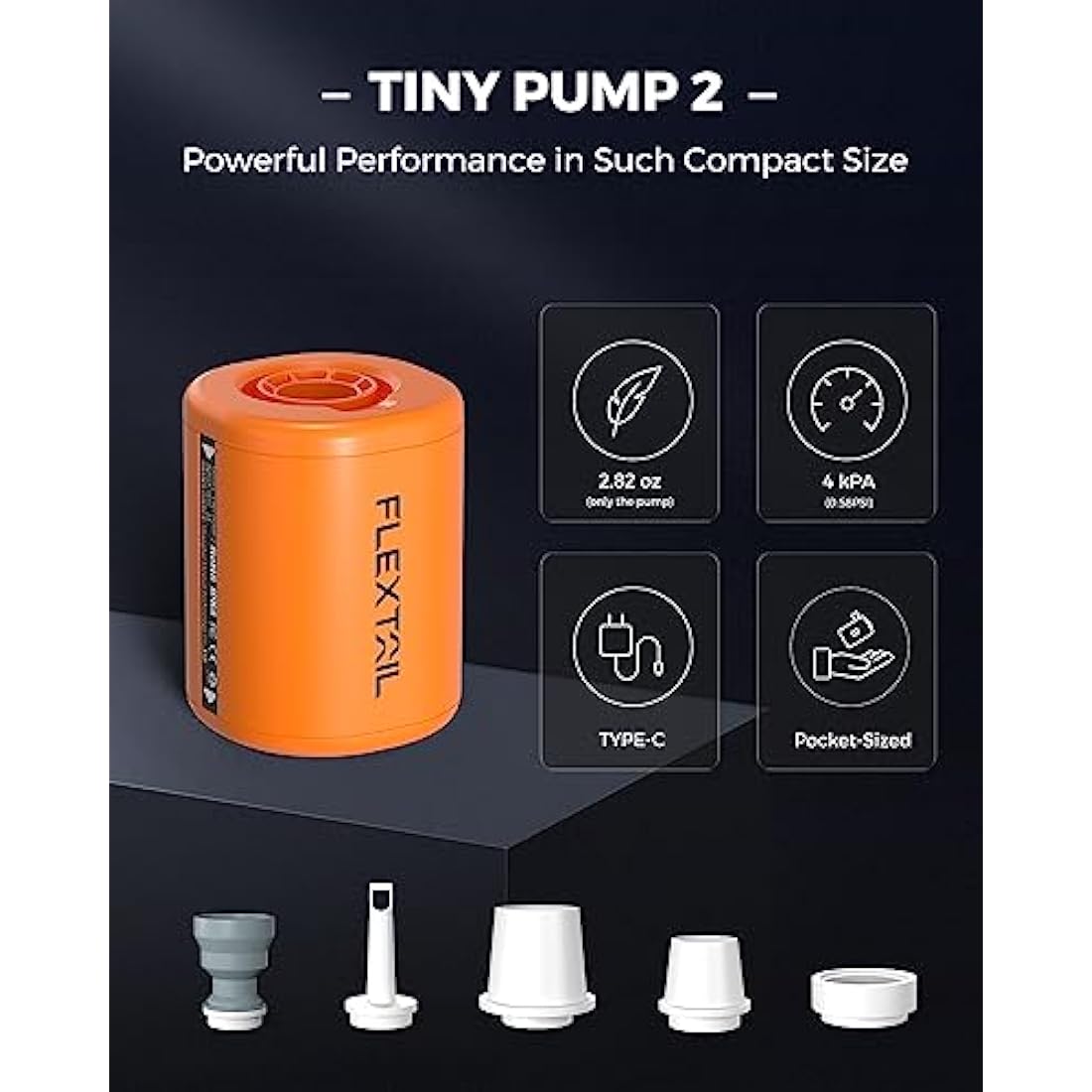 FLEXTAILGEAR Tiny Pump 2 – Portable Electric Air Pump with 800mAh Battery
