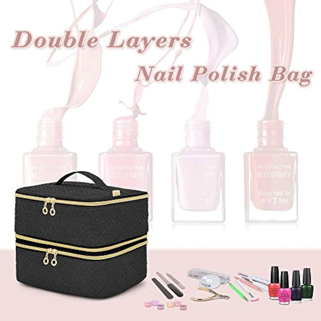Luxja Detachable 2-Layer Nail Polish Case - Holds 60 Bottles, Black
