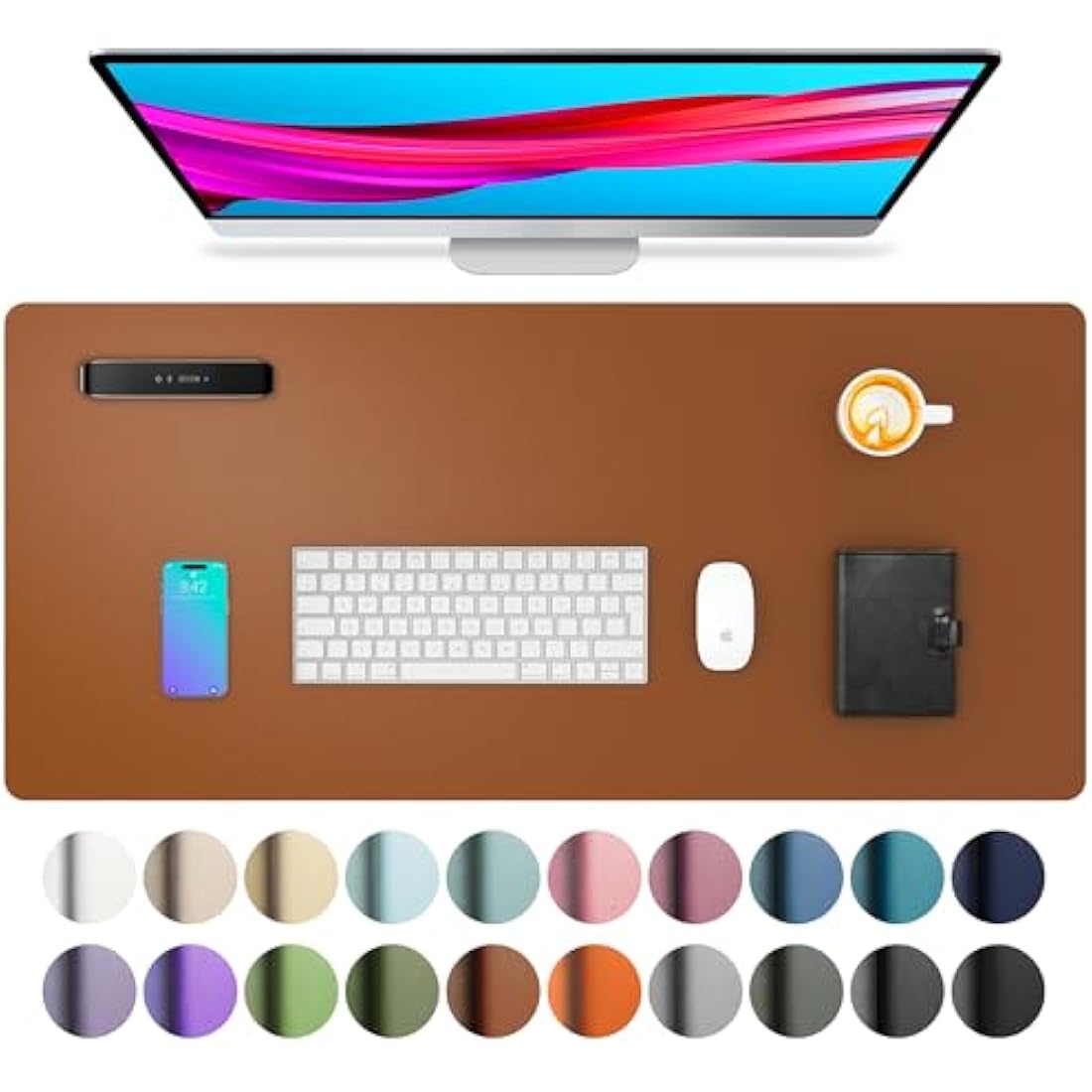 Leather Desk Pad – Non-Slip Waterproof Office Mat, Brown