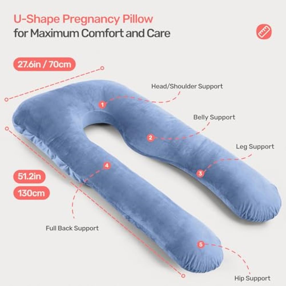 Nuliie U-Shaped Pregnancy Pillow | Full Body Maternity Support - Blue