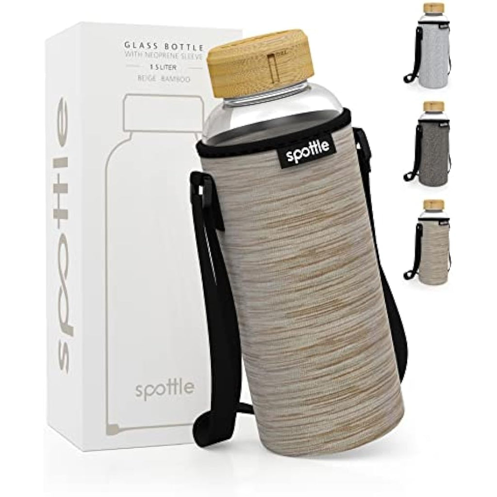 spottle 1.5L Borosilicate Glass Water Bottle with Neoprene Sleeve