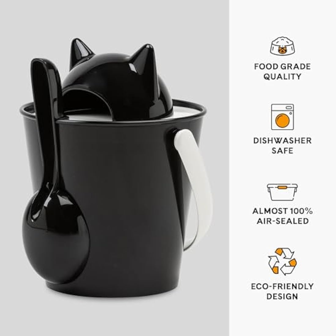 United Pets Crick Cat Food Container - 2kg Black Polypropylene Storage