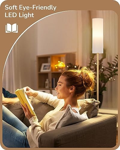 EDISHINE LED Floor Lamp | Dimmable Standing Lamp with Remote Control, Gold