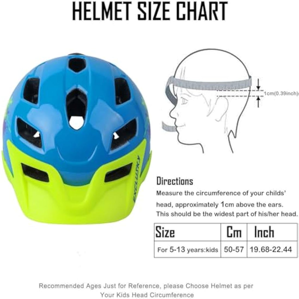 Exclusky Kids Bike Helmet | Adjustable Safety Gear for Ages 5-13