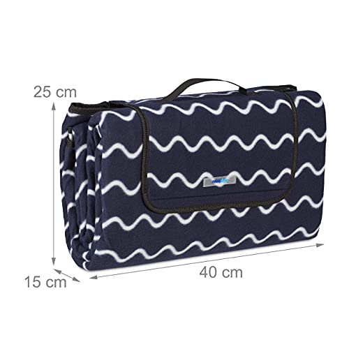 Relaxdays XXL Picnic Blanket | 200x200cm Insulated Waterproof Fleece Mat