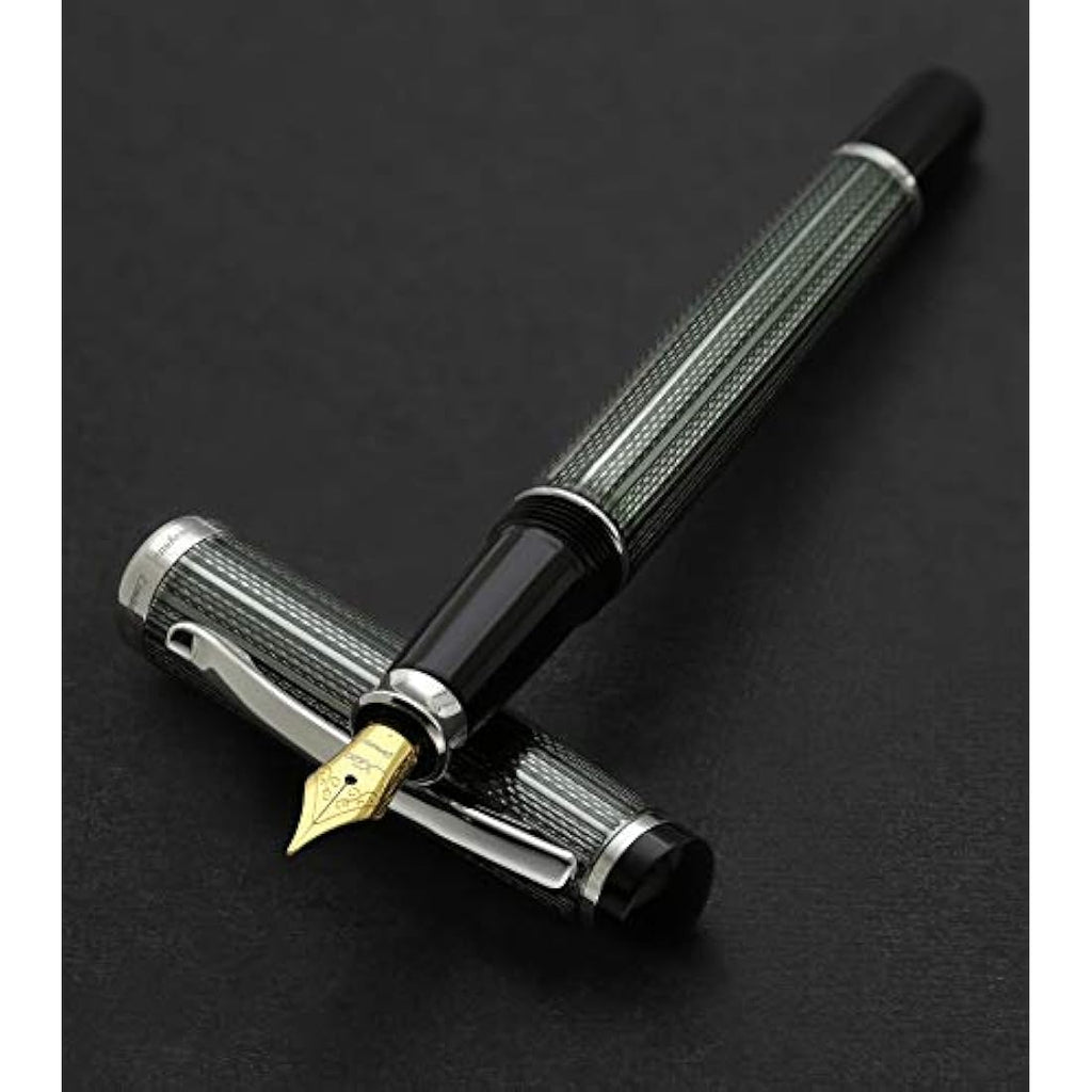 Xezo Incognito Fountain Pen | Fine Nib | Zinc Green & Platinum Plating