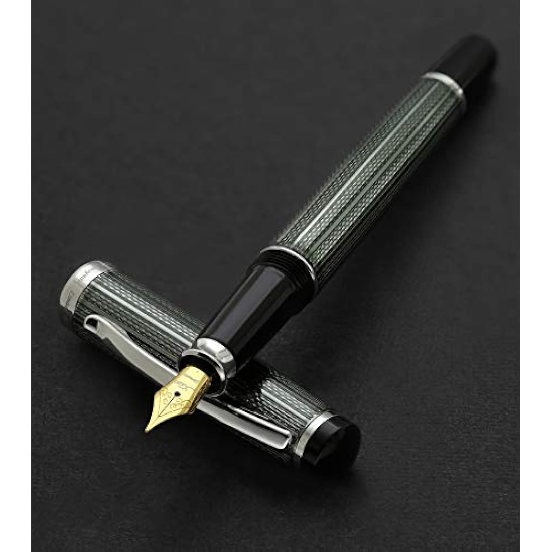 Xezo Incognito Fountain Pen | Fine Nib | Zinc Green & Platinum Plating