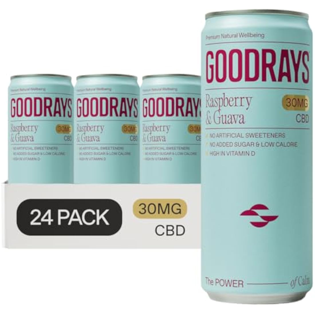 Goodrays 30mg CBD Drink | Raspberry & Guava | 24 x 250ml Cans