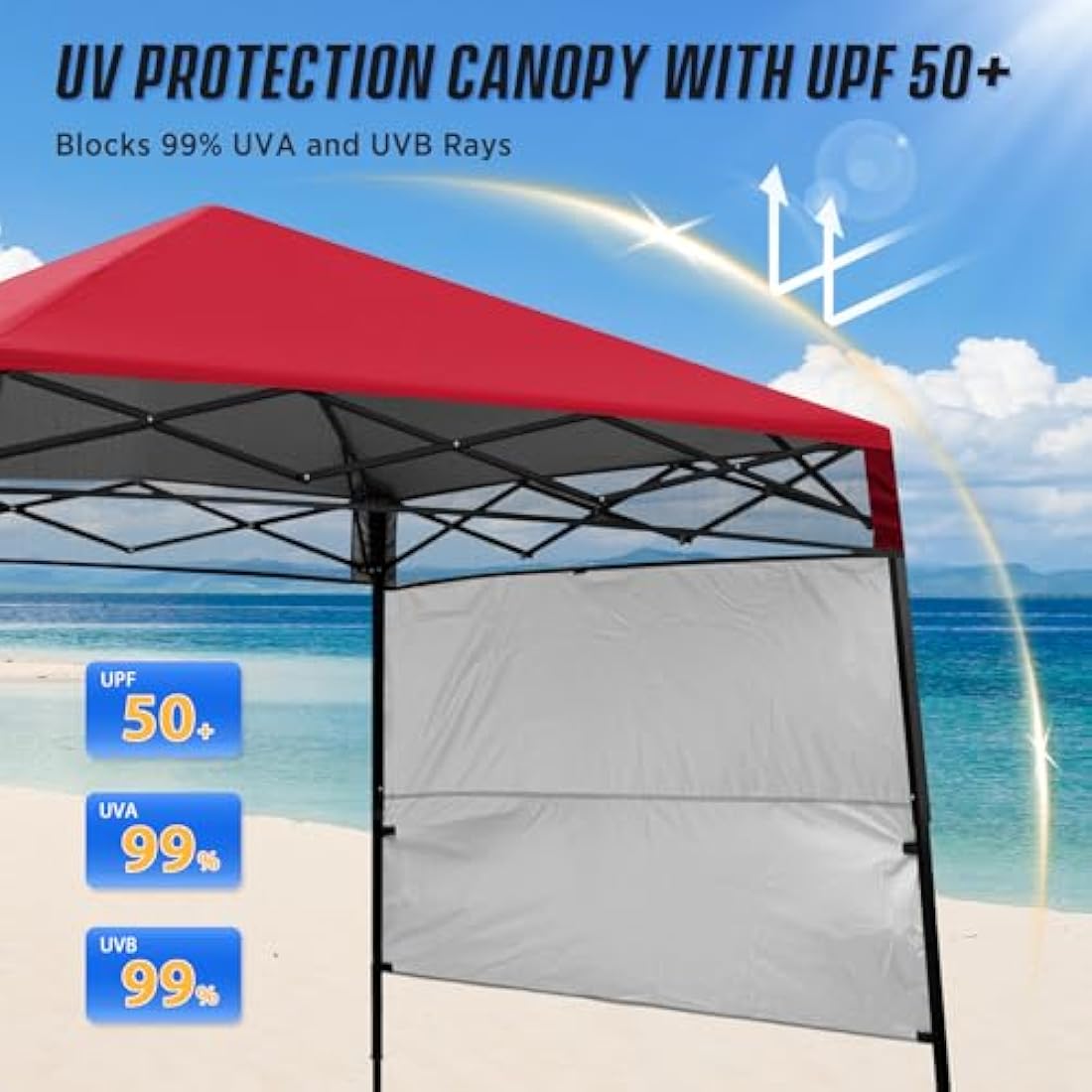 EAGLE PEAK 8x8 Slant Leg Portable Canopy with Backpack Case - Red