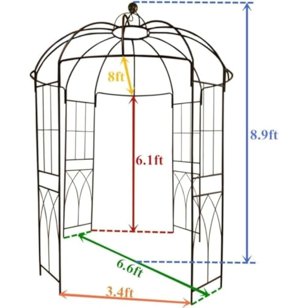 OUTOUR Birdcage Metal Garden Gazebo – Wrought Iron Climbing Plant Arbor