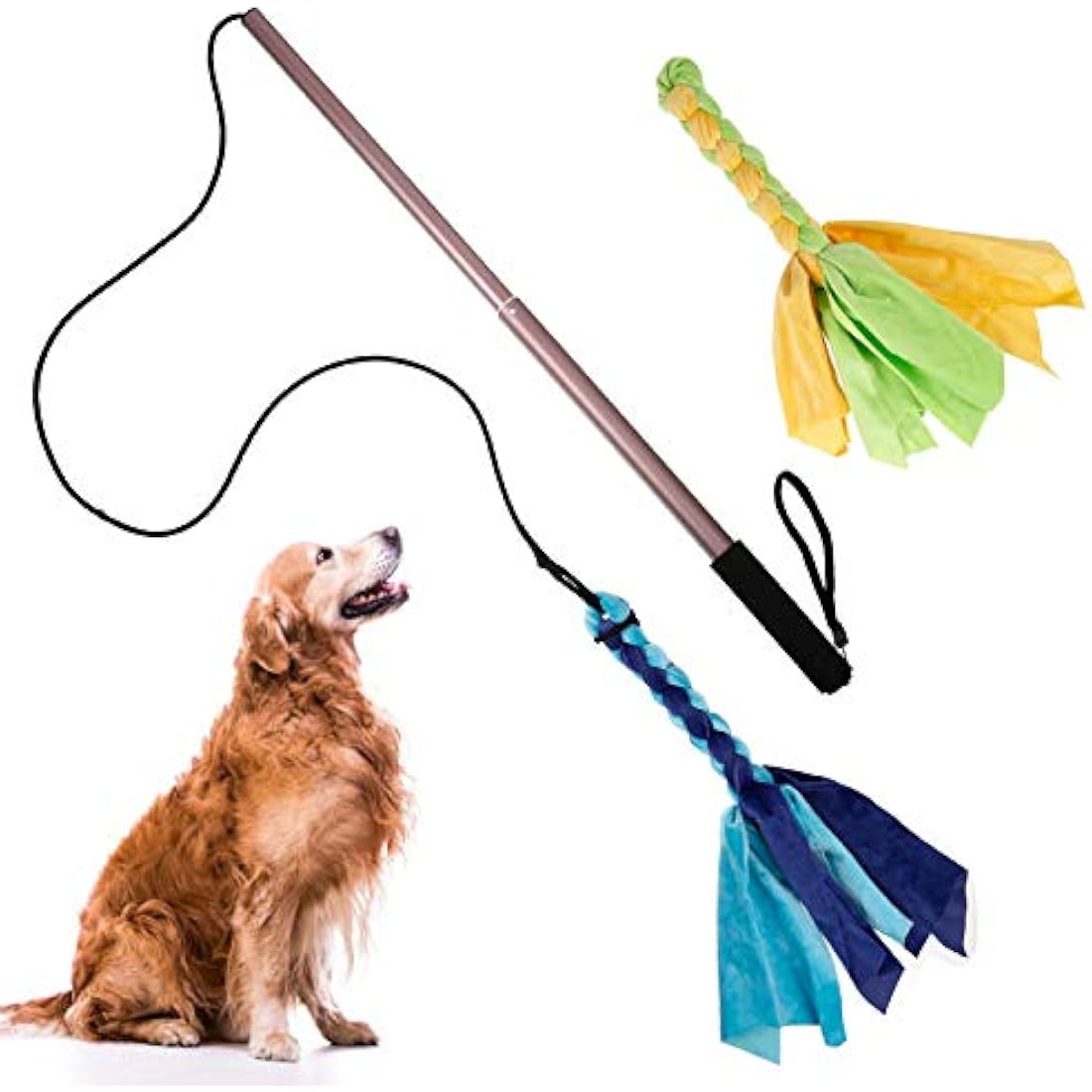 Jolof Store Flirt Pole Dog Toy – Retractable Training Wand with 2 Ropes