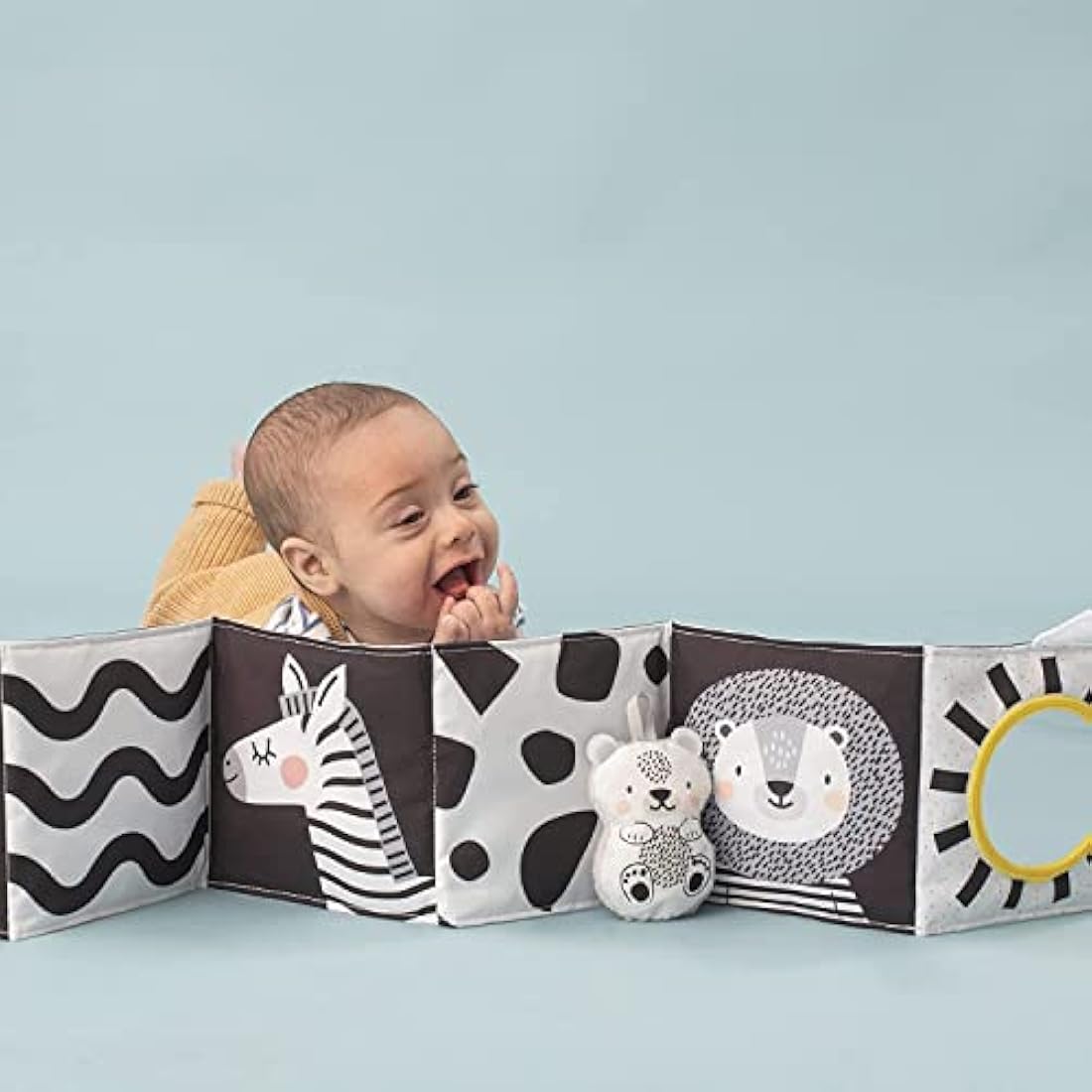 Taf Toys Savannah High Contrast 3-in-1 Soft Baby Book for Tummy Time
