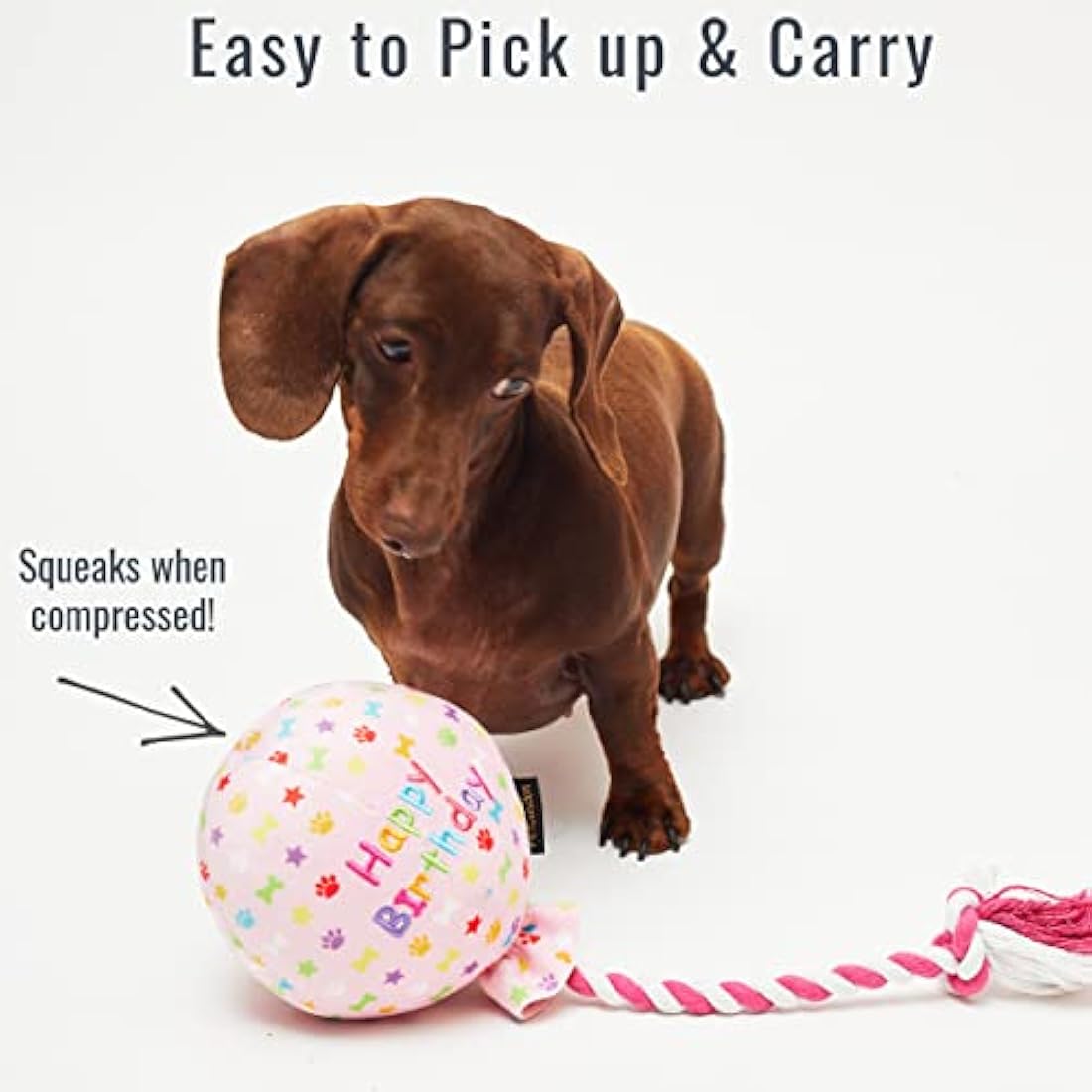 Pet London Pink Balloon Dog Toy – Plush Rainbow Confetti Birthday Gift