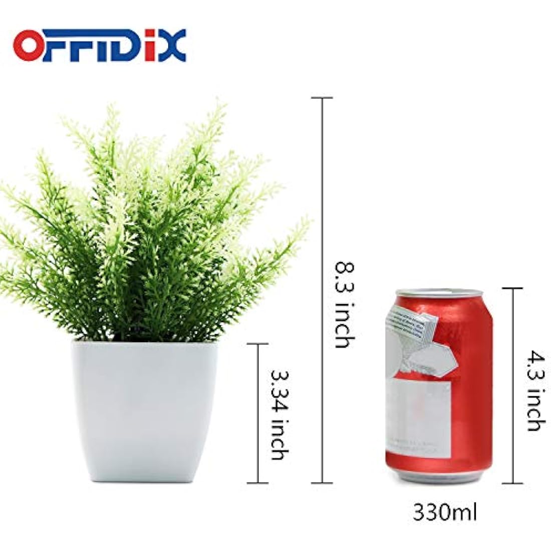 OFFIDIX Artificial Green Plant with Square Vase – Faux Potted Decor