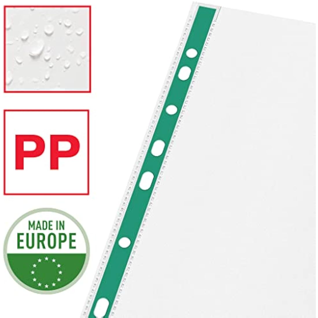 Esselte A4 Punched Pockets | 43 Micron Embossed Poly Pockets | 500 Pack