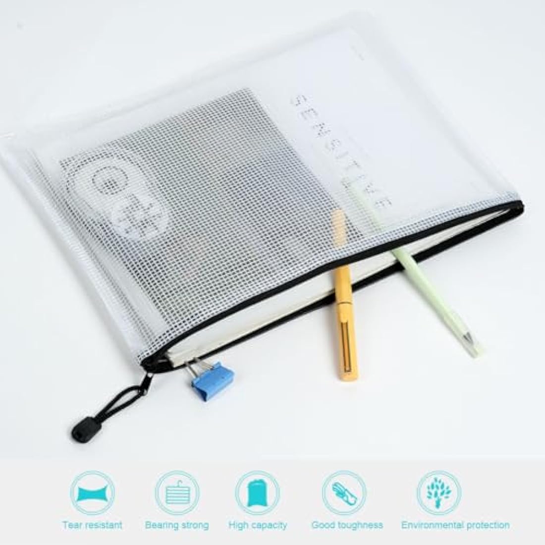 Vicloon A6 Mesh Document Wallets – 12Pcs Waterproof Zipper File Bags