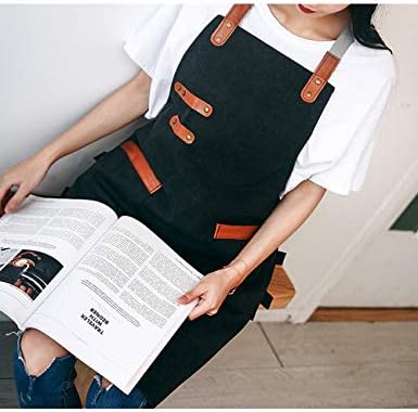 Jolof Store Waterproof Washed Canvas Chef Apron with Pockets – Black