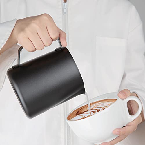 Olympia Black Non-Stick Milk Frothing Jug – 900ml Stainless Steel Pitcher