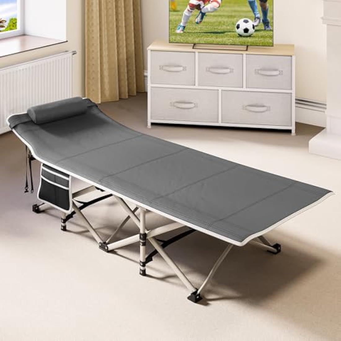 YITAHOME Folding Camping Cot – 28" Extra Wide Heavy Duty Bed, Grey
