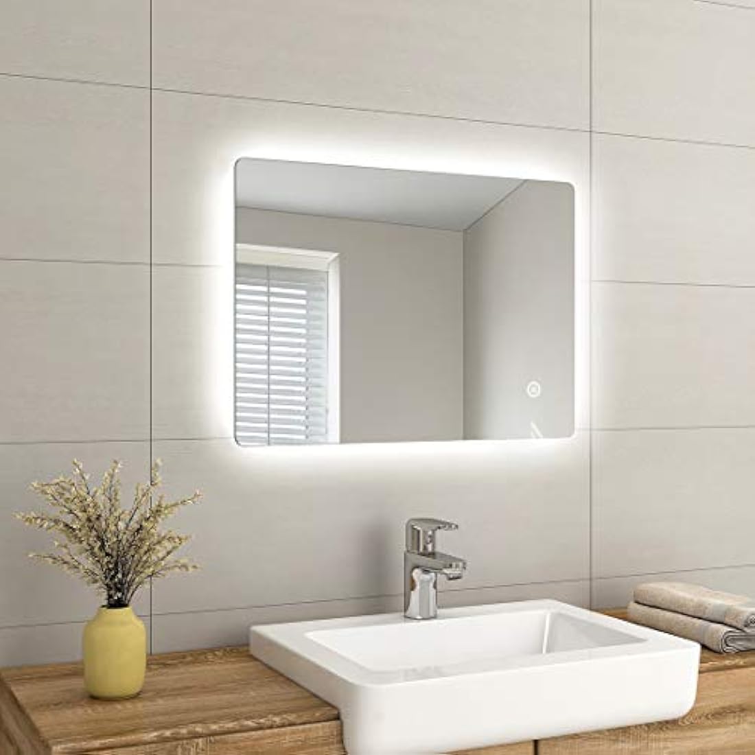 EMKE LED Bathroom Mirror 500x700mm - Anti-Fog Wall Mounted Touch Sensor