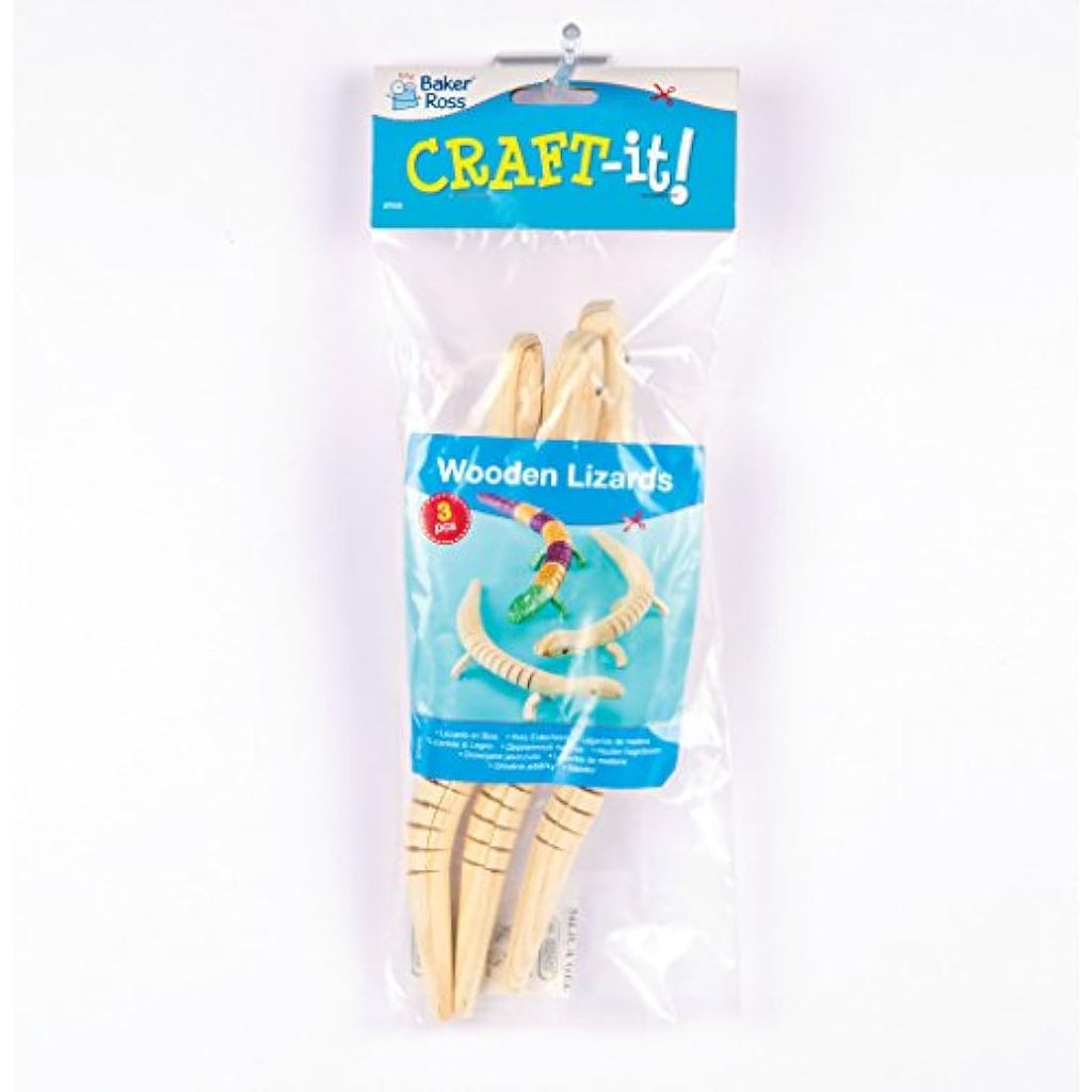 Baker Ross Flexible Wooden Lizards for Kids' DIY Crafts - Pack of 3