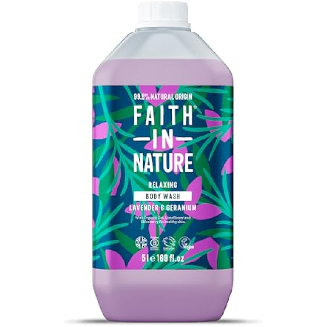 Faith In Nature Lavender & Geranium Body Wash - Vegan 5L Refill Pack
