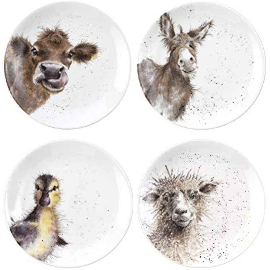 Royal Worcester Wrendale Designs Tea Plates – Set of 4 Ceramic Plates