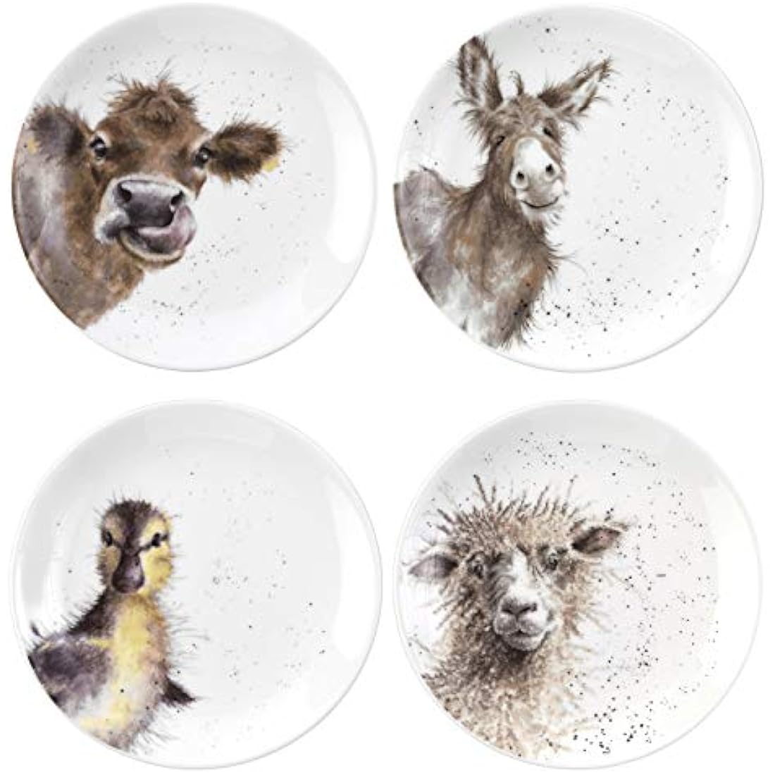 Royal Worcester Wrendale Designs Tea Plates – Set of 4 Ceramic Plates