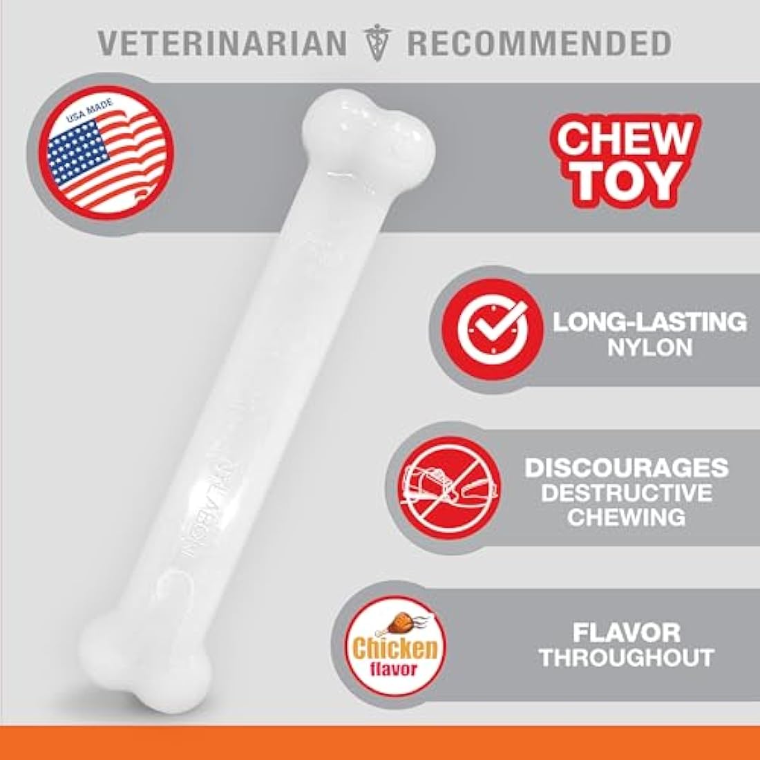 Nylabone Dura Chew Durable Nylon Dog Bone - Chicken Flavor - Large