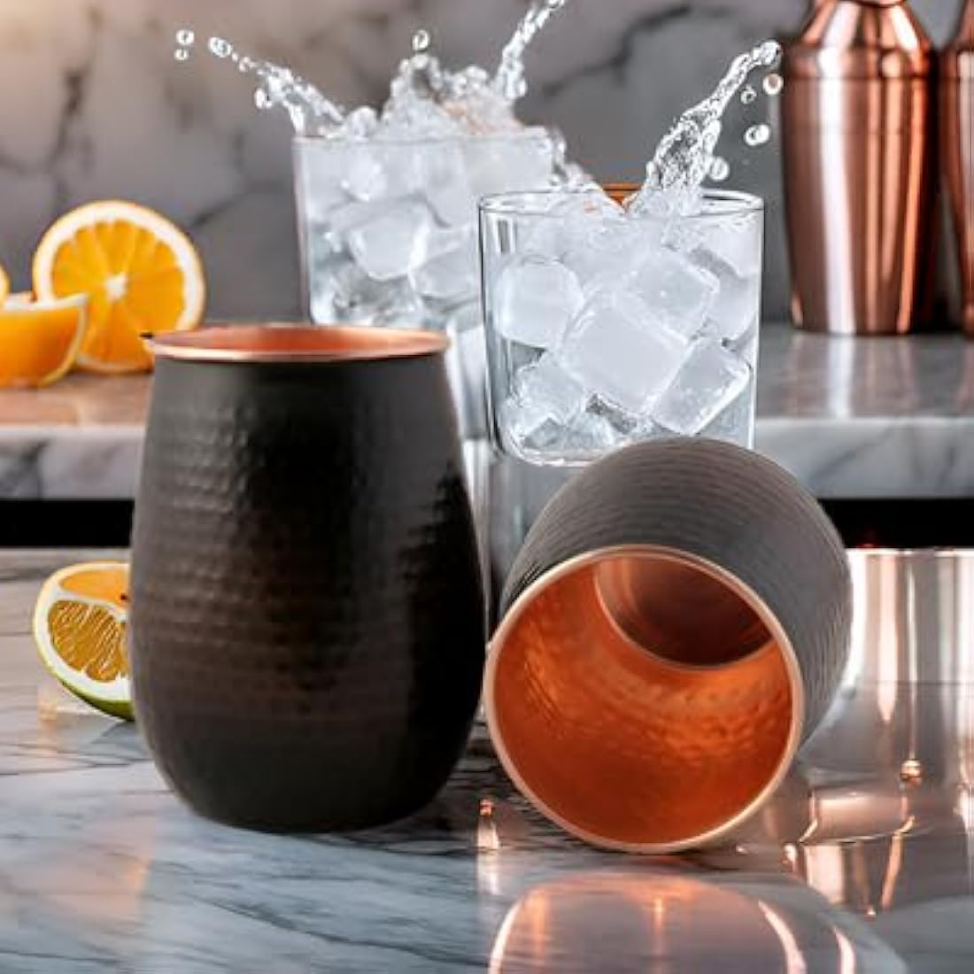 Staglife Pure Copper Tumblers – 16 Oz Hammered Moscow Mule Cups, Set of 2