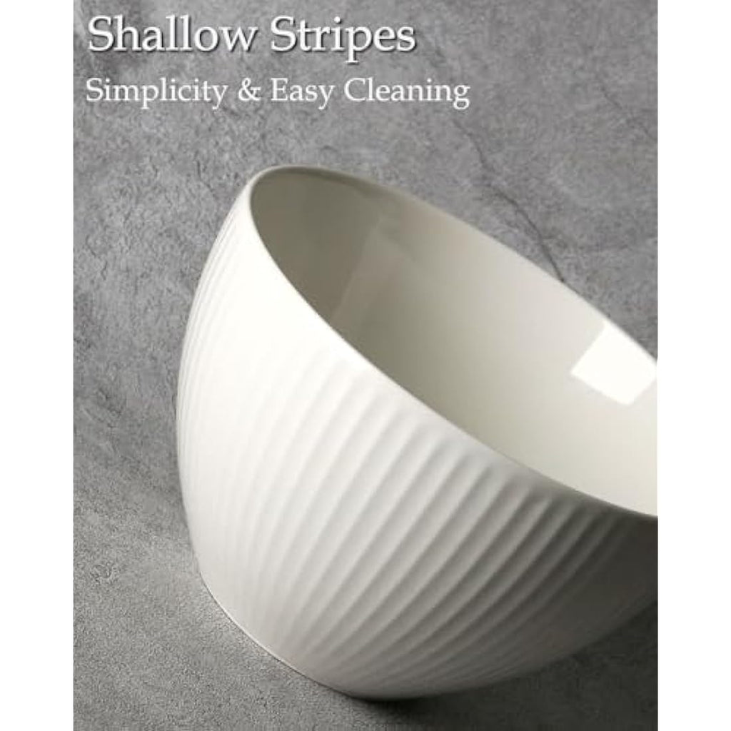 Ceramic Cereal Bowls - 750ml Deep Soup Bowl Set of 6, White
