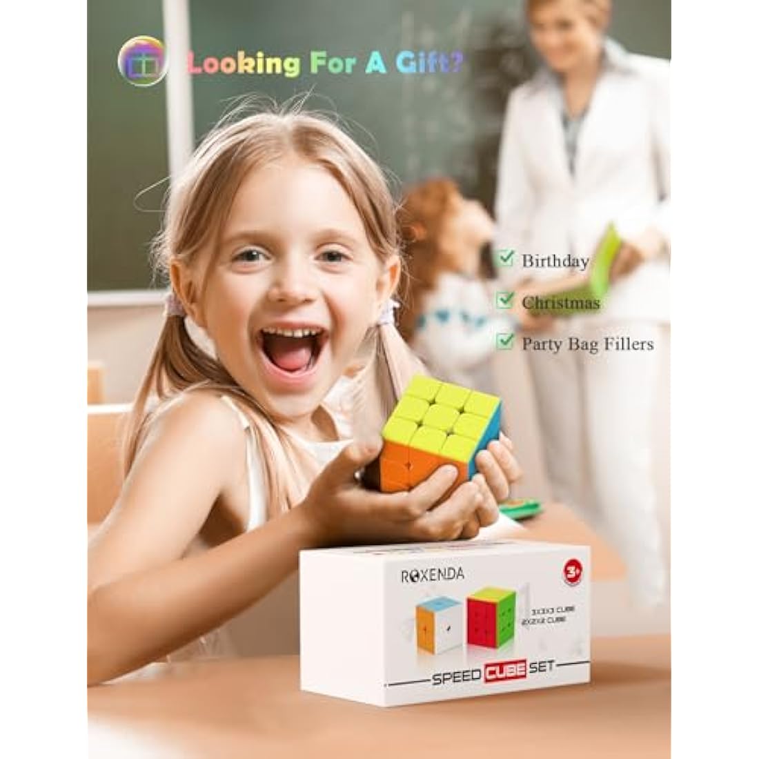 Roxenda Speed Cube Set | 2x2 3x3 Stickerless Magic Cube Puzzle Toy
