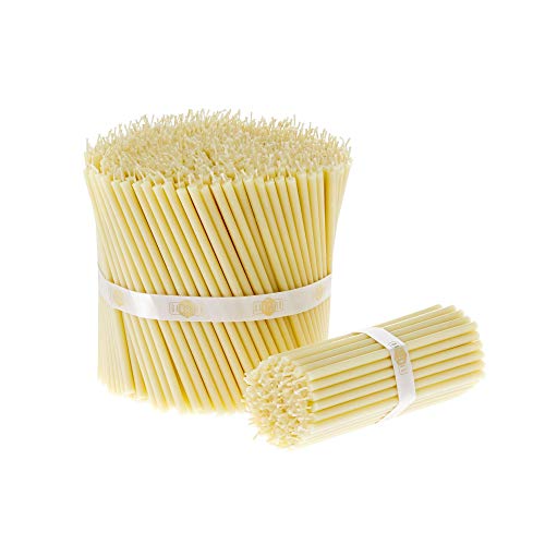 Danilovo White Beeswax Taper Candles - 500 Pack Drip-Free Church Candles