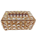 Crystal Tissue Box Cover – Gold Glass Napkin Holder Dispenser