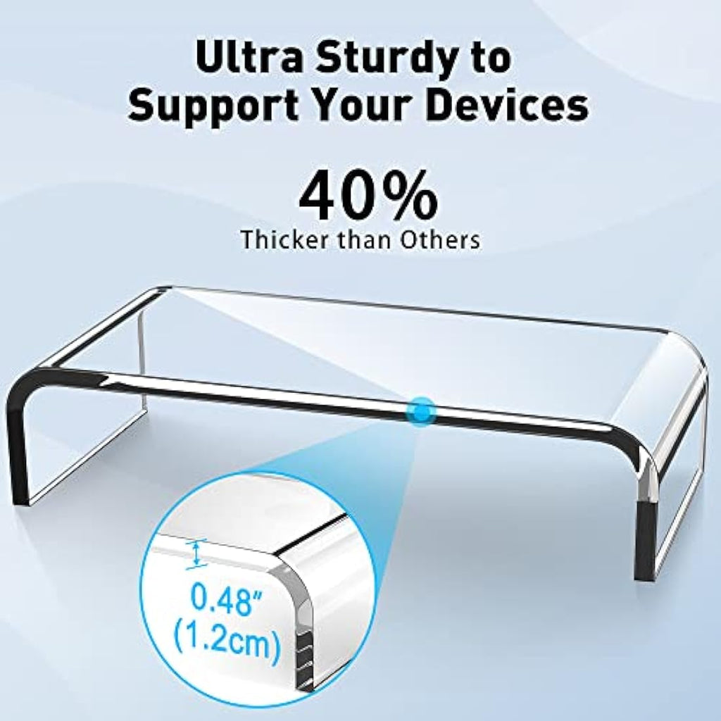 AboveTEK 20" Acrylic Monitor Stand | Large Crystal Clear Desk Riser