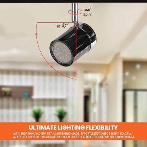 UKEW 4 Way Ceiling Spotlight – Modern Chrome Adjustable GU10 Bar