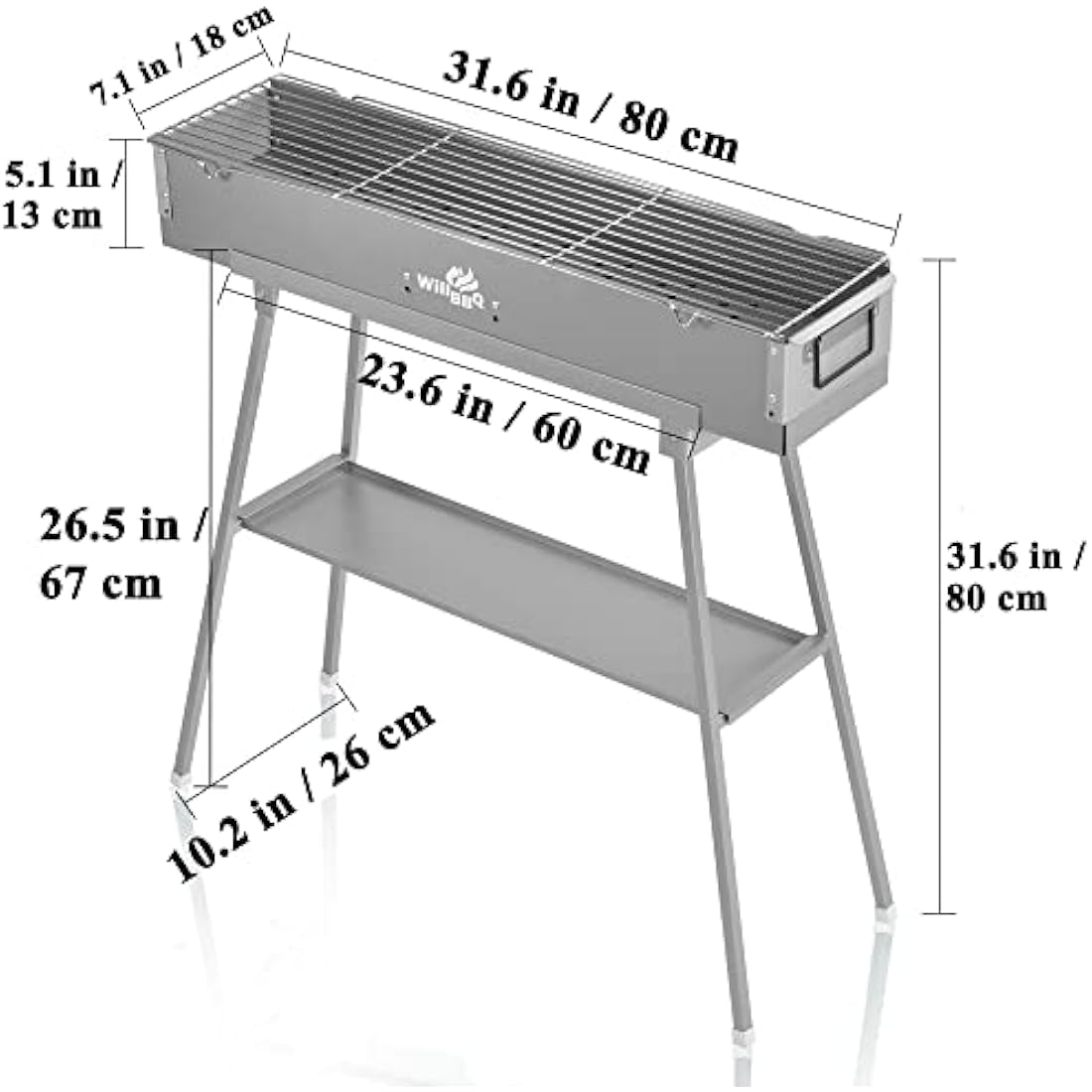 WILLBBQ Portable Charcoal Grill – Foldable Alloy Steel Hibachi BBQ
