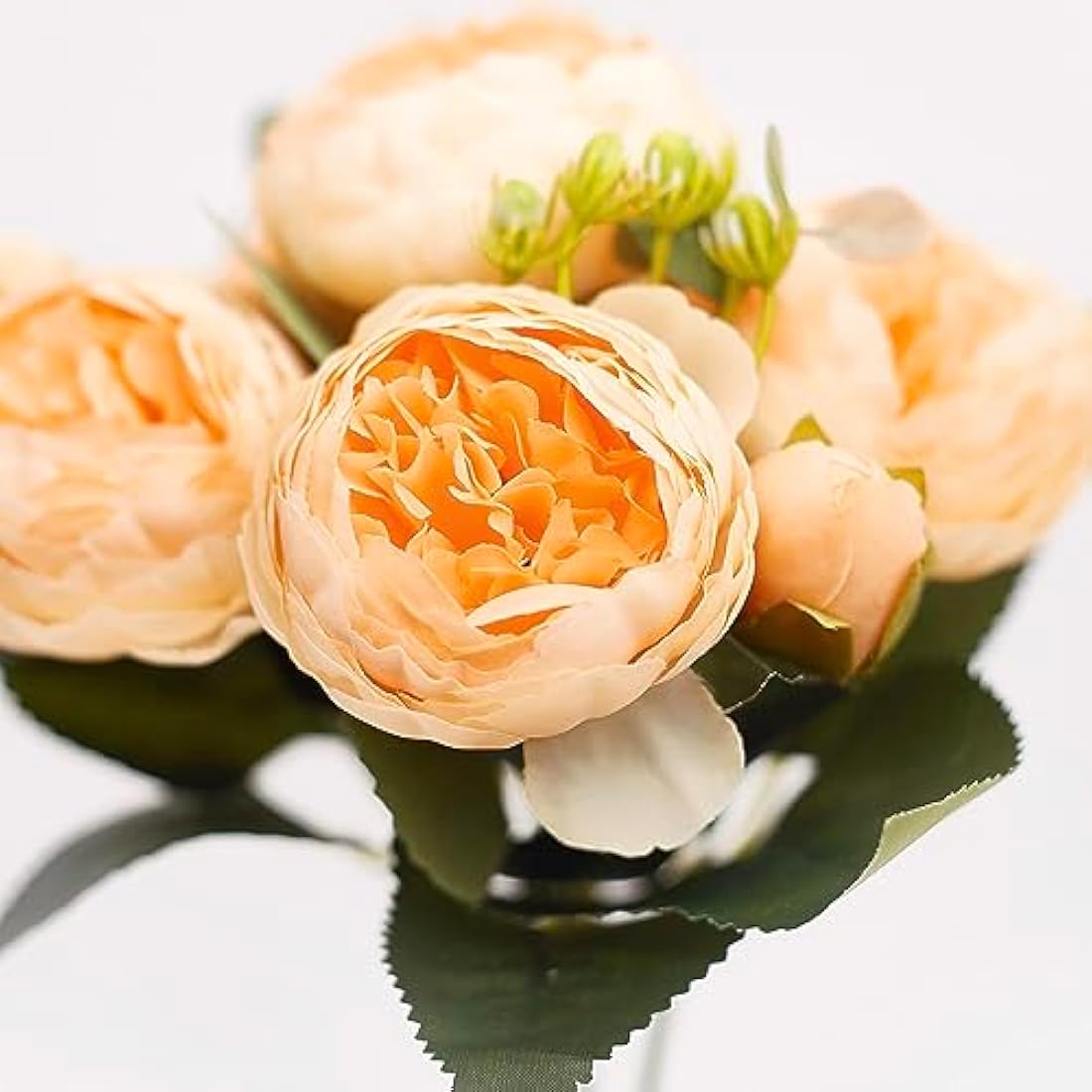 Jolof Store Silk Peony and Tea Rose Artificial Bouquet - Yellow, 9 Heads