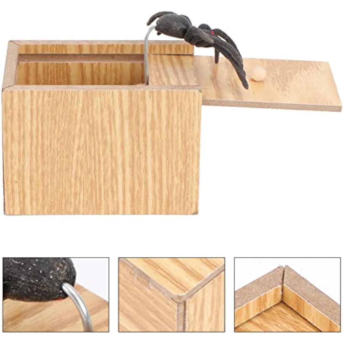 Toyvian Spider Prank Box – Handmade Wooden Surprise Joke Toy for Kids