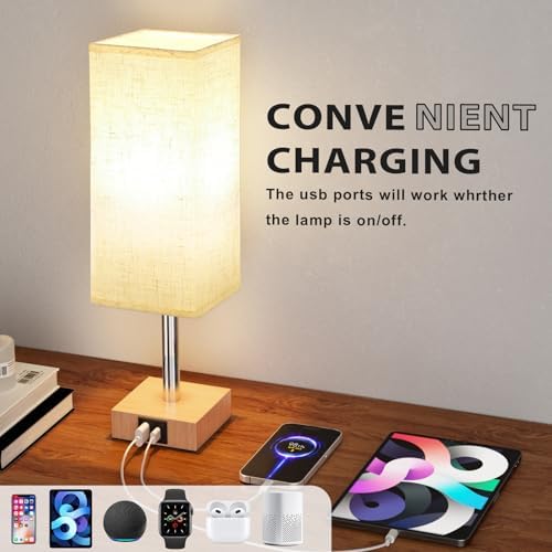 Jolof Store Bedside Lamps Set of 2 | 3-Way Dimmable Touch Lamps with USB
