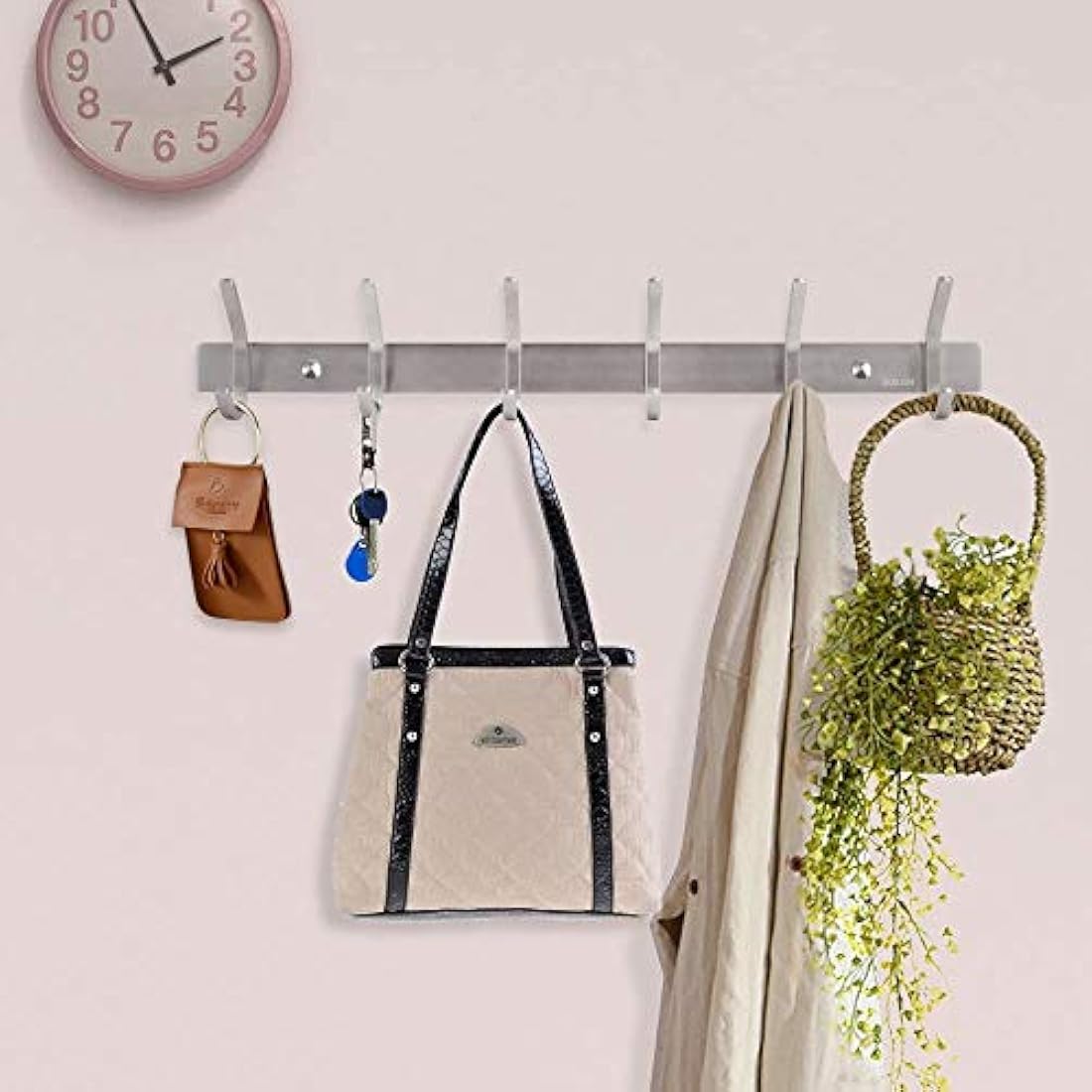 Dripex 304 Stainless Steel Wall Mounted Coat Hook Rack - 6 Hooks, 2 Pack