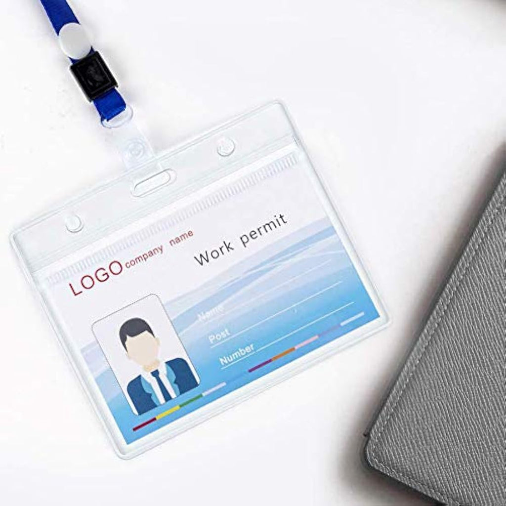 Jolof Store 40-Pack Horizontal Waterproof PVC ID Badge Card Holders