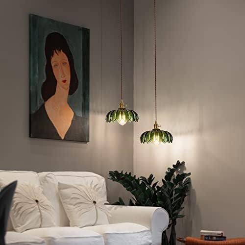 Jolof Store Green Glass Pendant Light – Vintage Industrial Ceiling Lamp