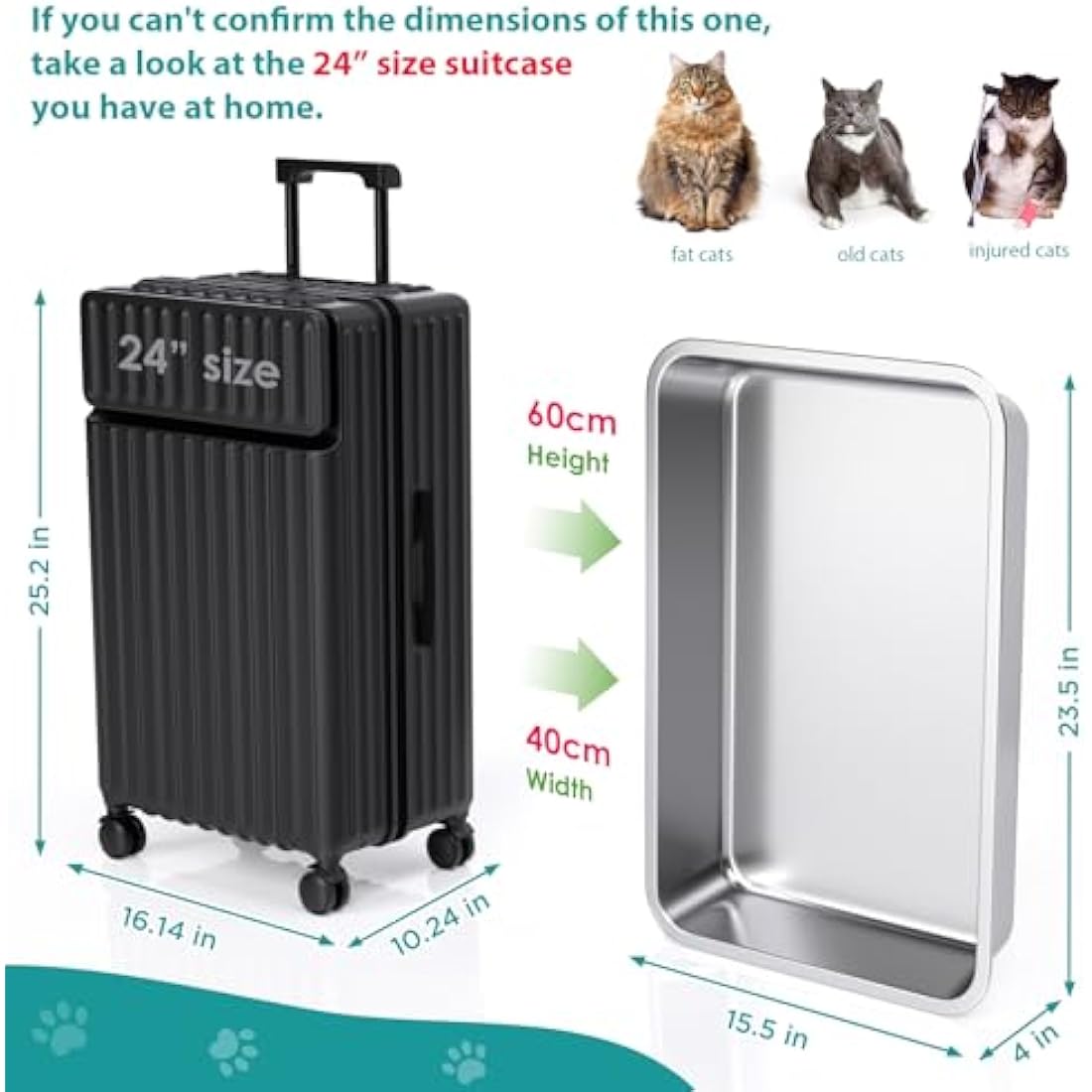 IKITCHEN Stainless Steel Cat Litter Box – Large Low Entry Metal Pan