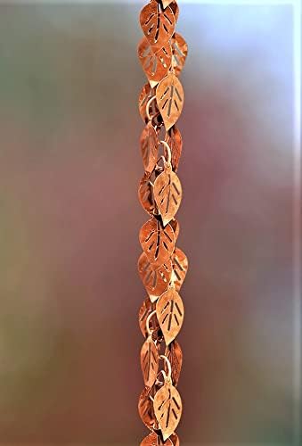 Monarch Copper Cascading Leaves Rain Chain – 8.5ft Gutter Downspout